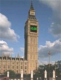 Houses of Parliament with Digital Big Ben Clock FOR FUN ONLY