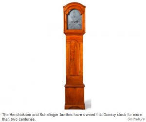 The Hendrickson and Schellinger families have owned this Dominy clock for more than two centuries. Sotheby's